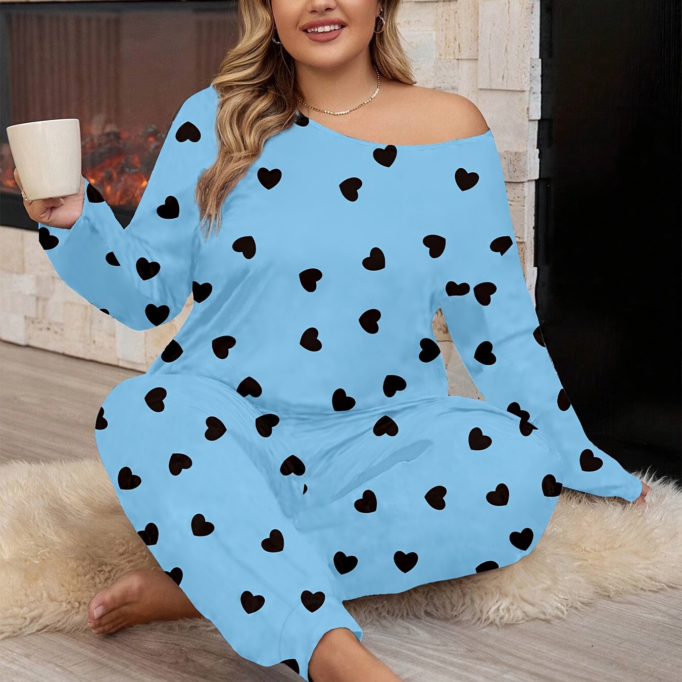 Plus Size Ladies Sleepwear Set Tie-Dye Star Print Lounge Pajamas