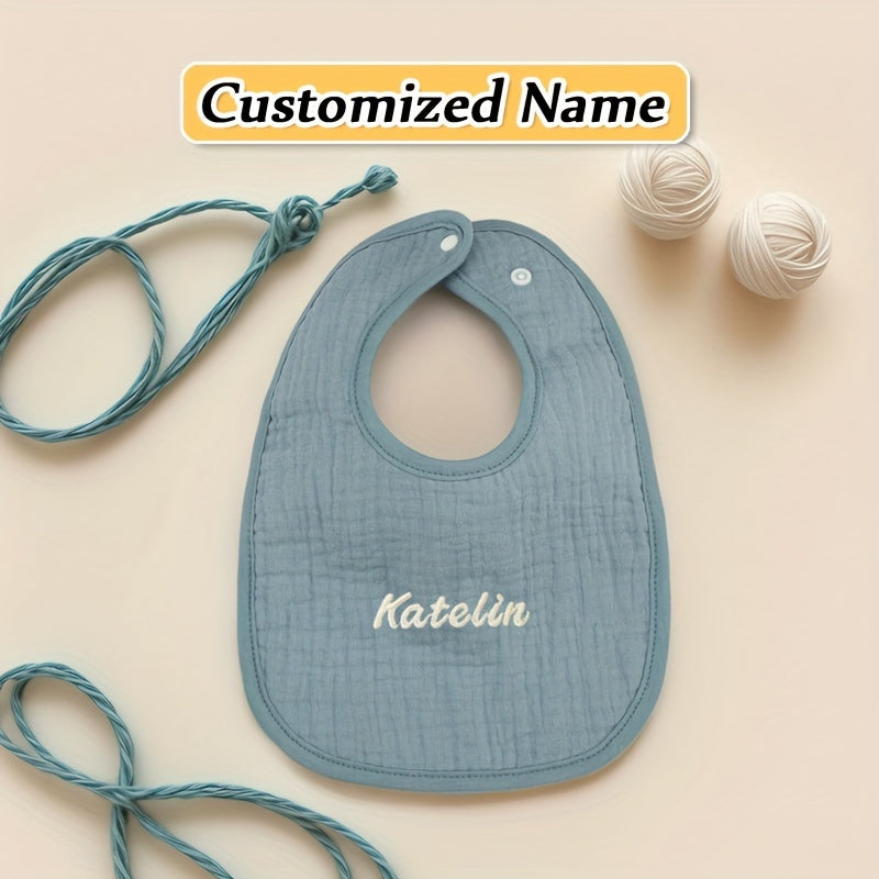 Set of Four Personalized Baby Bibs Soft Breathable Absorbent Adjustable Snap