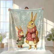 Rabbit Themed Fleece Throw Blanket Soft Lightweight Cozy for Naps Travel Home Decor