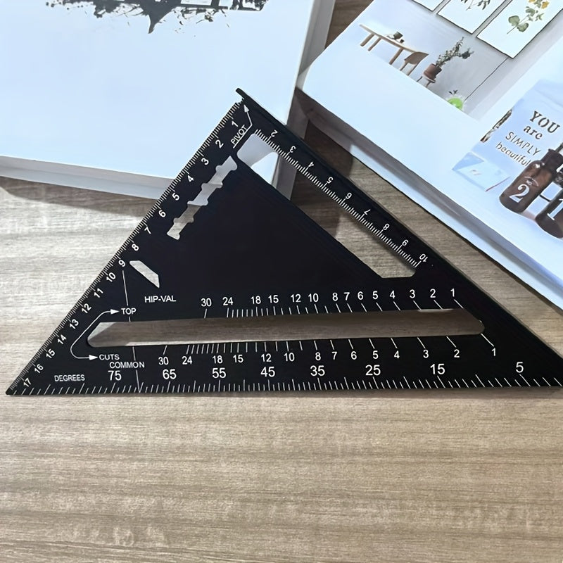 Черный алюминиевый транспортир с углами 90° и 45°, водонепроницаемый, устойчивый к царапинам для деревообработки, промышленности, науки