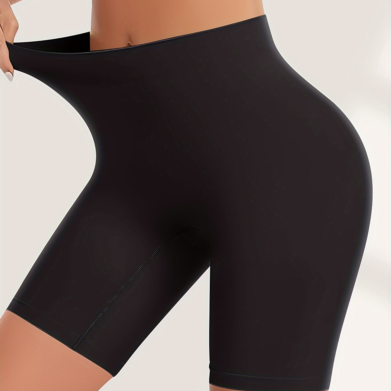 Шорты для женщин с высокой талией, моделирующие, из нейлона и спандекса, для похудения и подъема ягодиц, черные