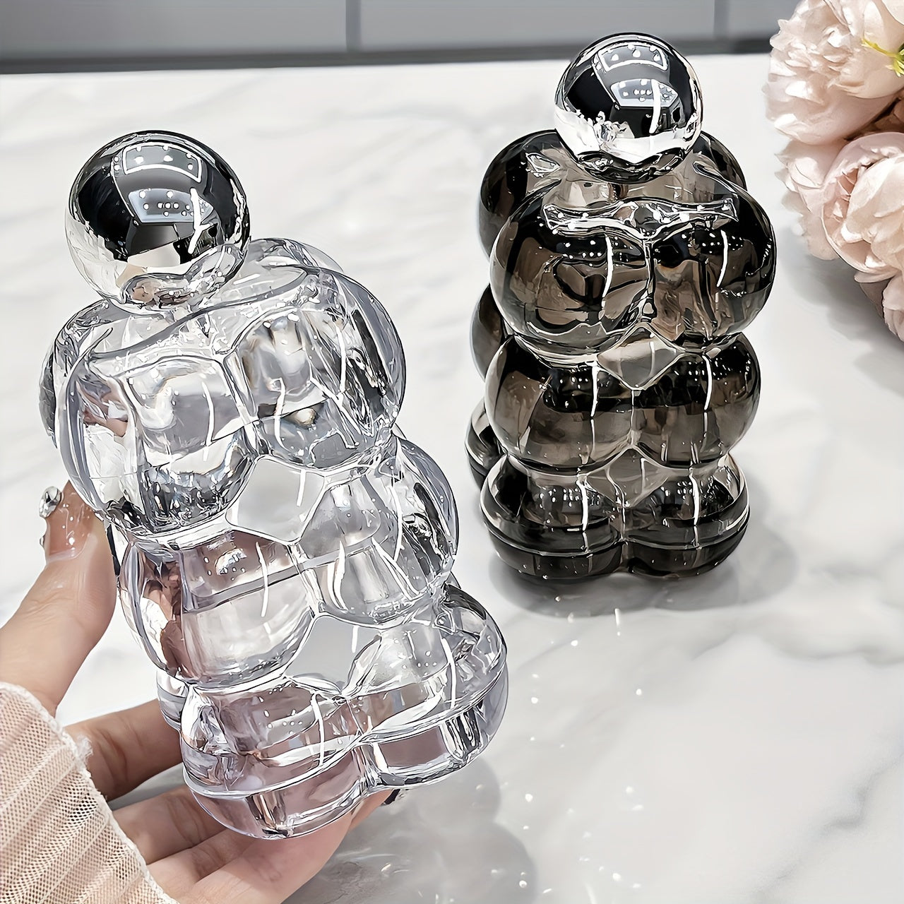 Zarif Dumaloq To'p Dizayni Bilan Luks Plastik Tish To'piq Tutgichi - Uyda Foydalanish Uchun Ideal Dispenser, Shaffof Ko'rinishda Qattiq Qalamlar Uchun Murakkab Tashkiliy, Tish Ipini Saqlash Uchun Zamonaviy Idish (1 Dona)