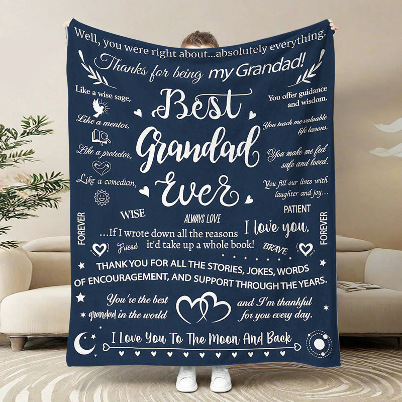 Personalized Throw Blanket for Grandad Soft Cozy Gift from Grandchildren