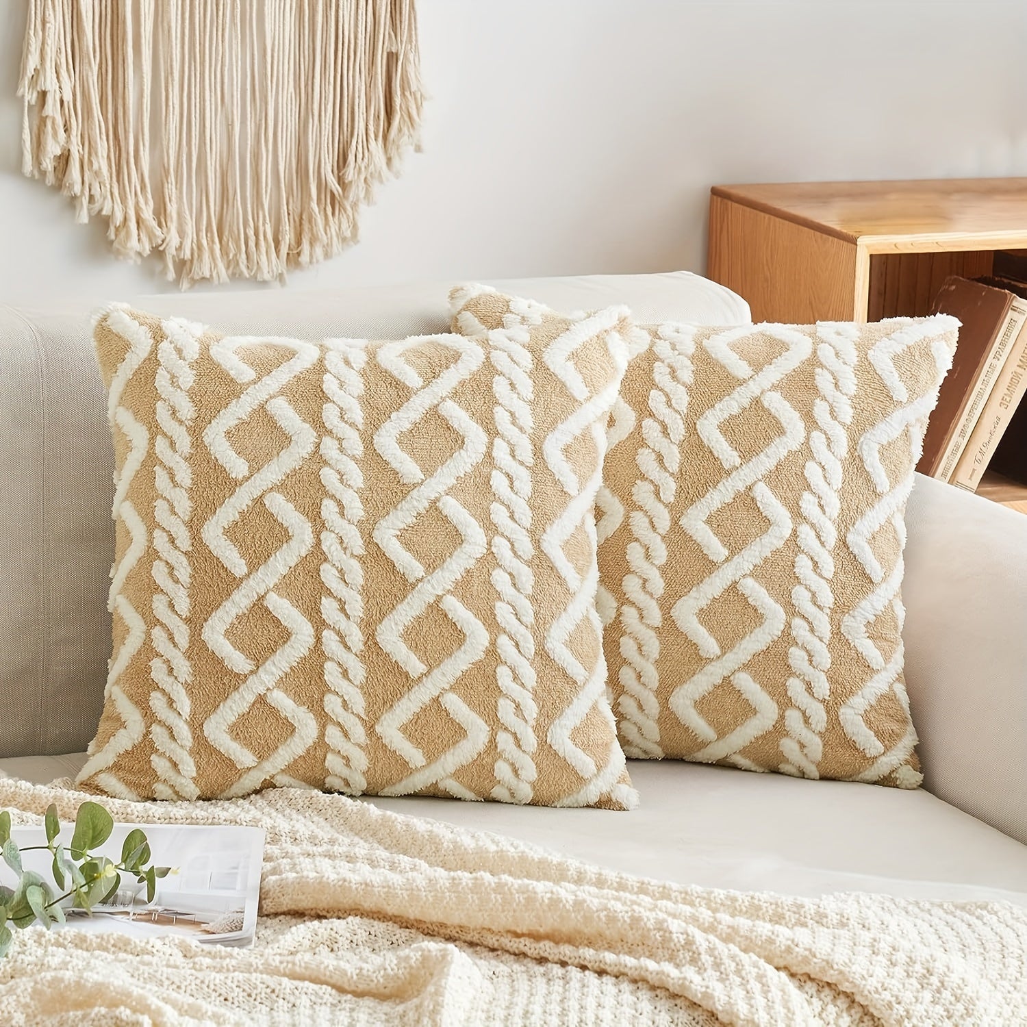 Blue and White Herringbone Throw Pillow Cover with Zipper Closure, Machine Washable Polyester