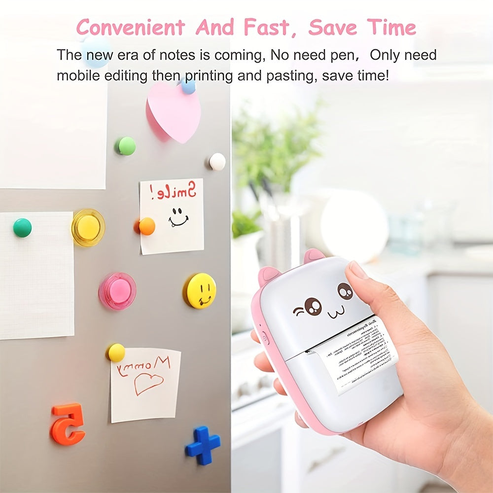Mini Portable Thermal Printer Wireless 203dpi for Photos Labels USB Powered Battery