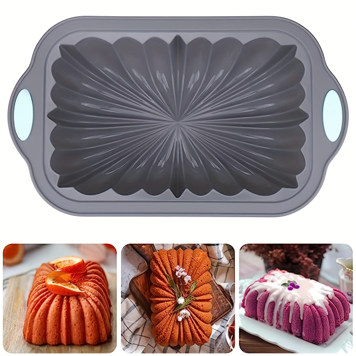 Rectangle Silicone Cake Pan 27.79cmx16.38cm Baking Mold for Oven Cooking