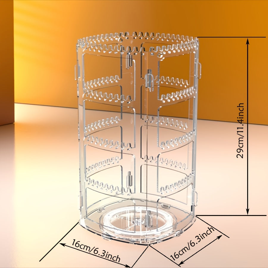 Clear Rotating Jewelry Organizer 4-Tier Tree Tower Stand for Earrings Bracelets Necklaces