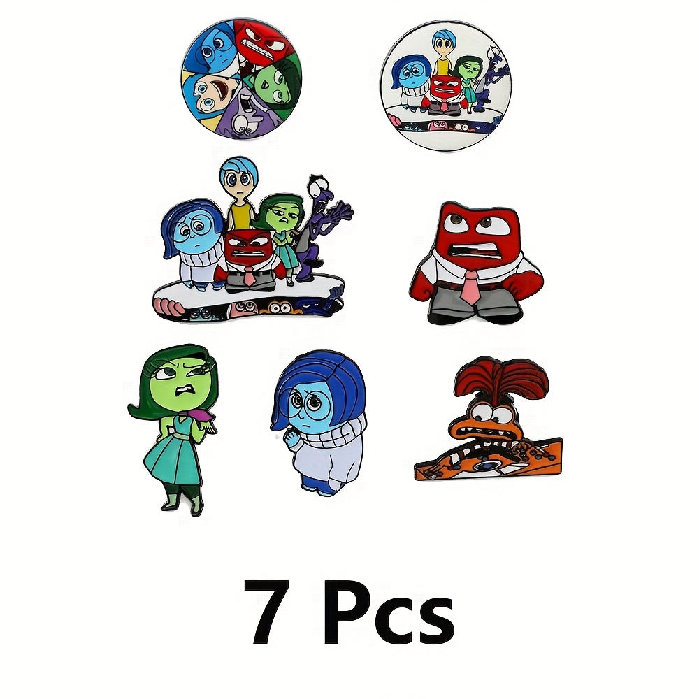 Set of 7 Disney Anime Enamel Pins Cartoon Animal Alloy Badges for Backpacks and Clothing