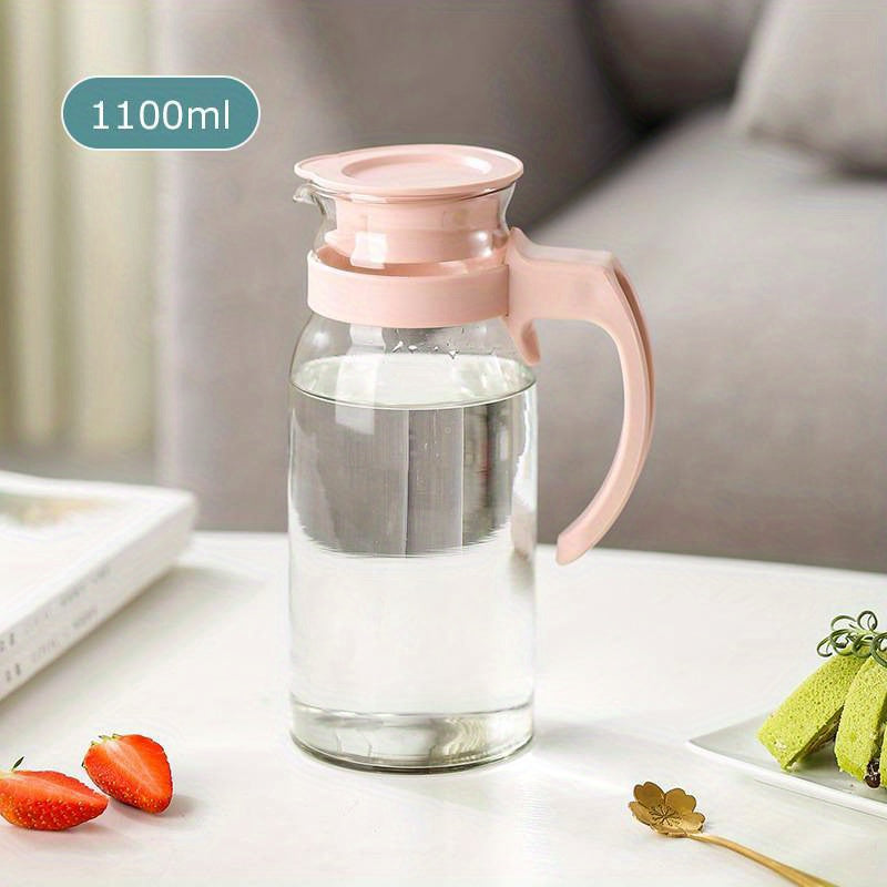Large Glass Water Jug with Handle 800ml 1100ml 1400ml Cold Drinks Borosilicate
