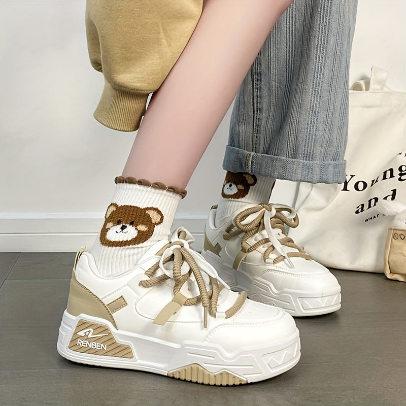 Women's Casual Campus-Style Sneakers Lightweight Mesh Low Top Lace-Up Shoes