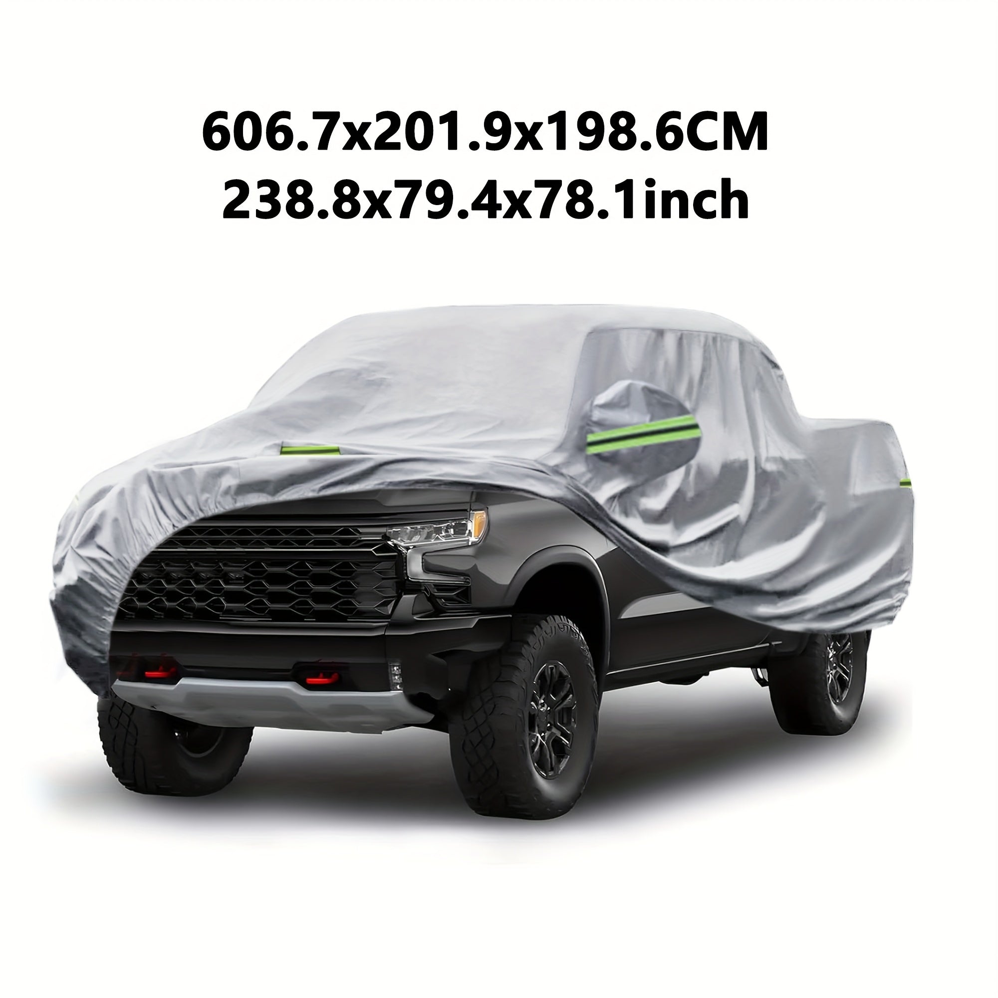 Cubierta de coche plateada protección contra polvo con tira reflectante para Silverado