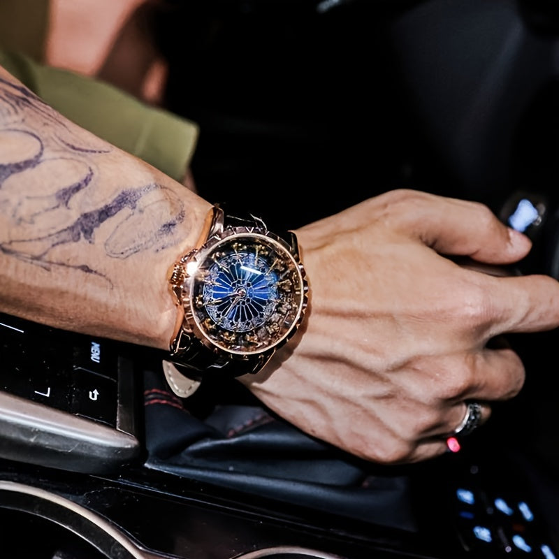 Erkaklar uchun zamonaviy vintage qora sun'iy charm belbog'i, kvarts soat bilan, tasodifiy talabalar uchun ideal.