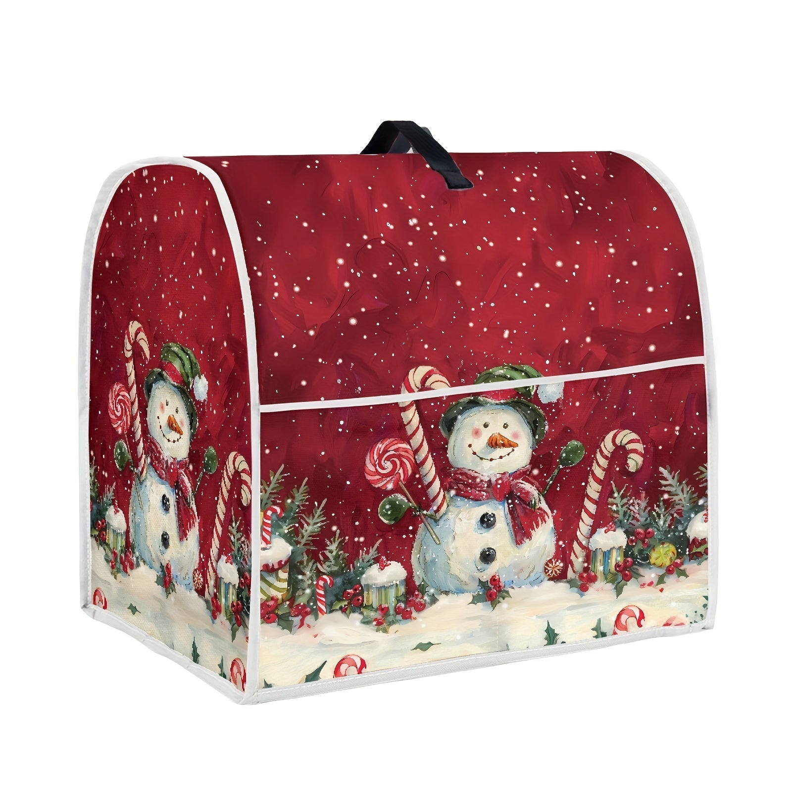 Christmas Snowman Print Stand Mixer Cover Dustproof Kitchen Accessory with Front Pocket