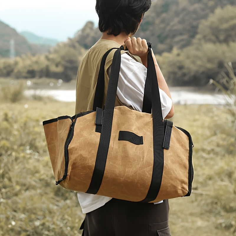 Durable Canvas Firewood Tote Outdoor Wood Storage Carrier for Camping and Holidays