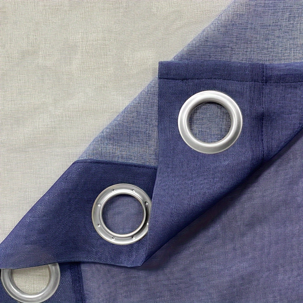 Bohemian Ombre Sheer Curtain Blue to White UV Protective Polyester for Bedroom Living Room