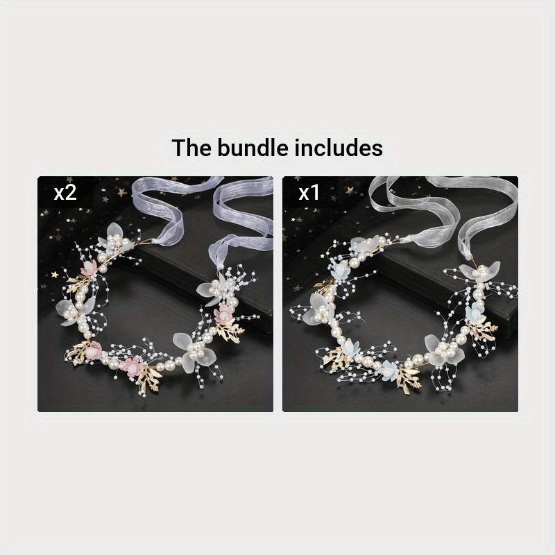 Многоцветная повязка на голову с искусственными жемчужинами и кристаллами в виде цветов для свадеб и мероприятий