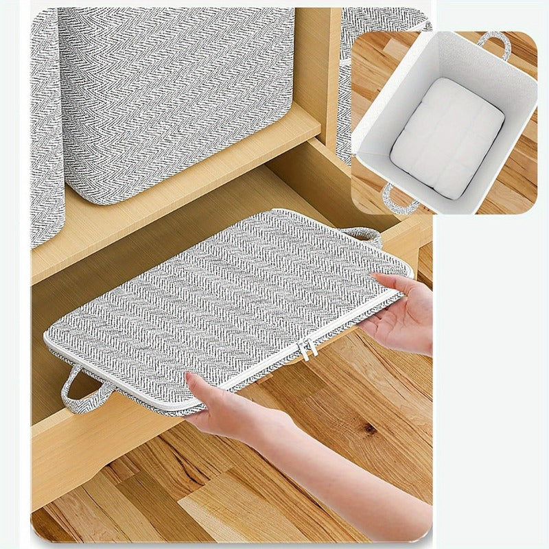 Large Washable Polyester Folding Storage Bag with Handles for Clothes and Toys