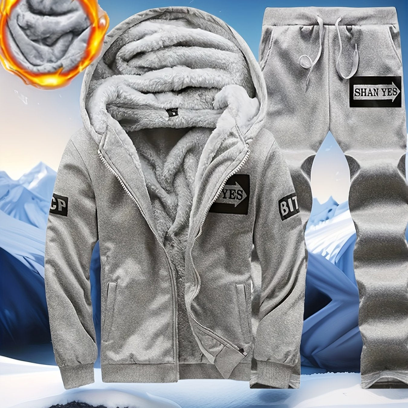 Erkaklar uchun kuz va qish mavsumi uchun mo'ylovli termal sport kostyumi