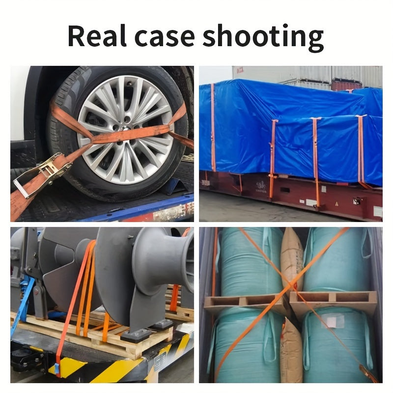 Heavy-Duty Polyester Ratchet Cargo Straps with Metal Buckle for Cars and Trucks