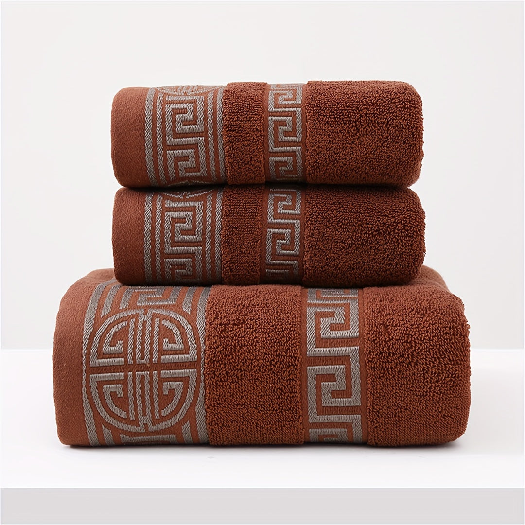 Cotton Towel Set Includes Bath and Hand Towels Dark Colors Absorbent Soft