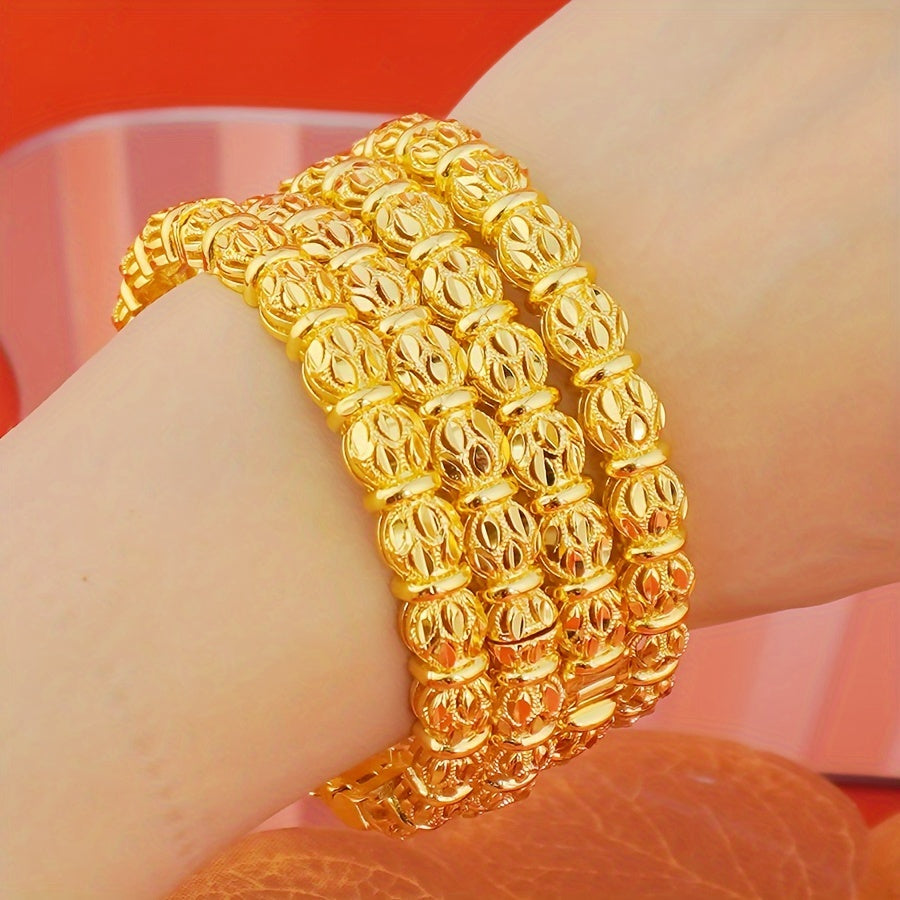 Women's Boho Copper Jewelry Set 4-Piece Luxury Bangle Bracelets for Weddings and Parties