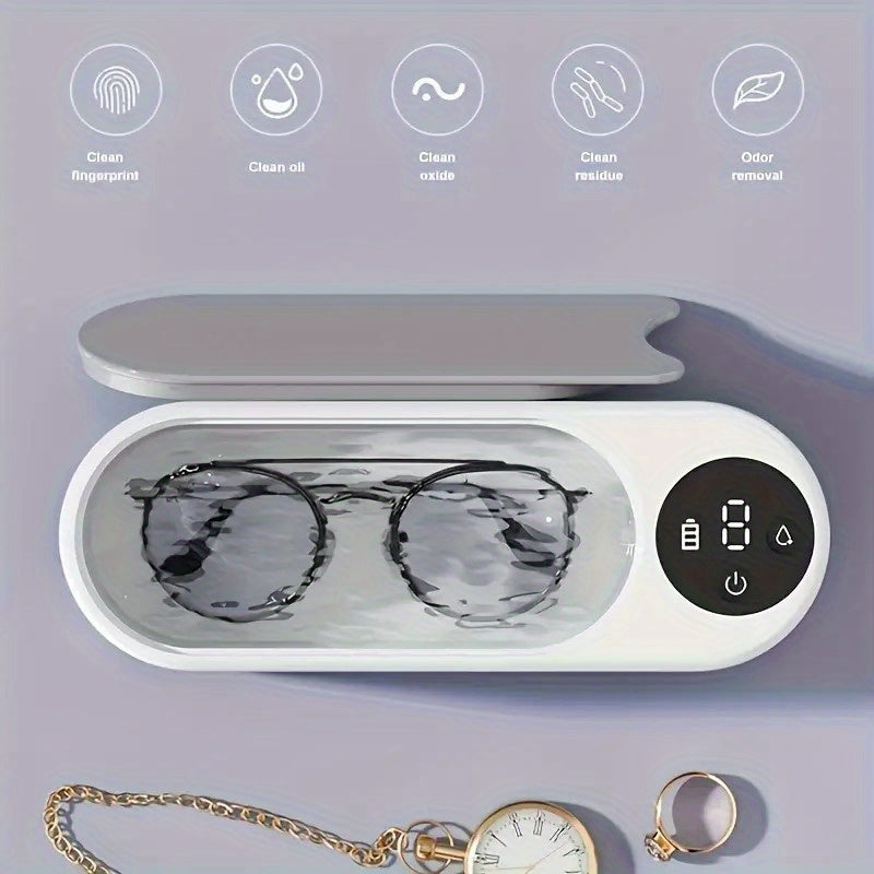 White Portable Jewelry and Glasses Cleaner Vibration-Based Chemical-Free Non-Woven Home Use