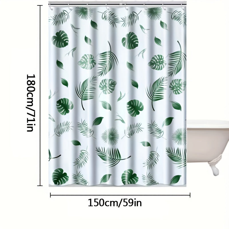Waterproof Tropical Floral Shower Curtain with Hooks and Liner