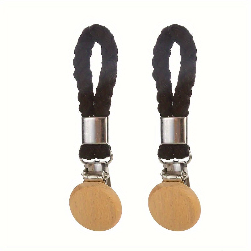 2-Pack Нержавеющие стальные зажимы для полотенец с хлопковой веревкой - Настенные органайзеры для ванной комнаты