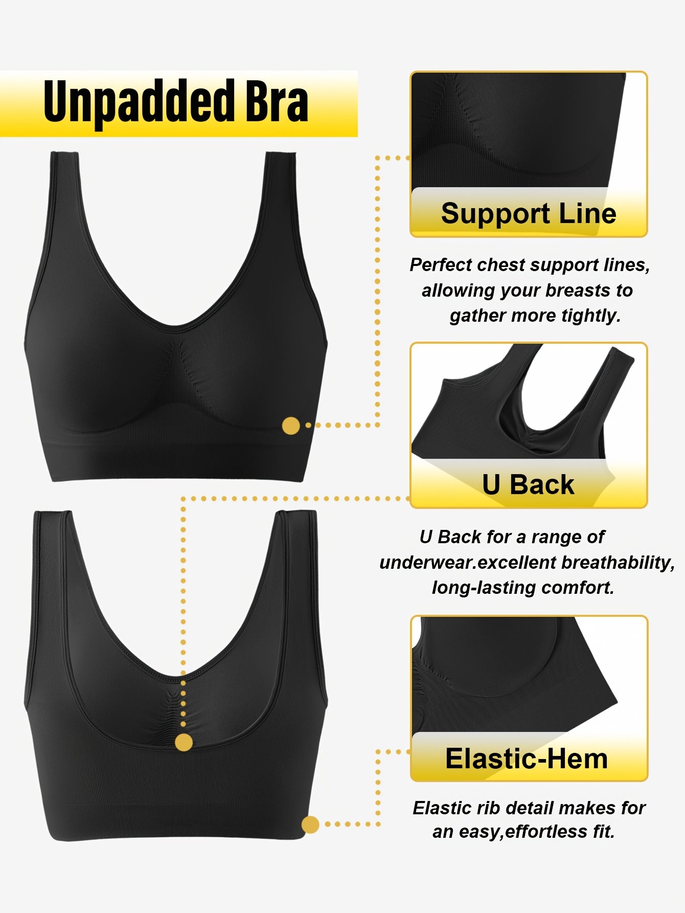 10-Pack Women's Seamless High-Elasticity Bras and Breathable Sleep Tank Tops U-Back Style