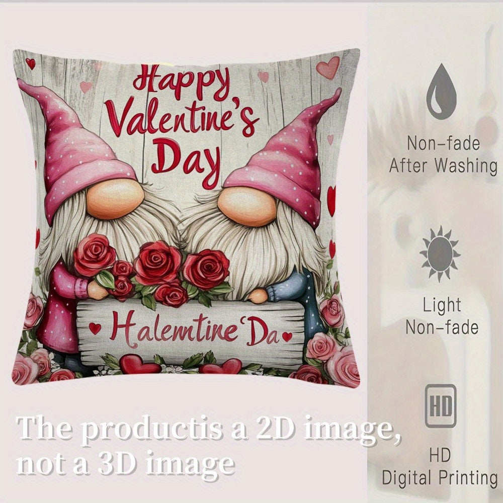 Vintage Gnome Floral Pillow Cover 45.72x45.72 cm Polyester Zipper Machine Washable