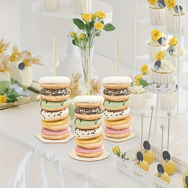 Wooden Donut Holder Display Stand for Weddings and Parties Detachable Design