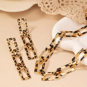 Women's Punk Style Jewelry Set Leopard Pattern Dangle Earrings Necklace Party Accessories