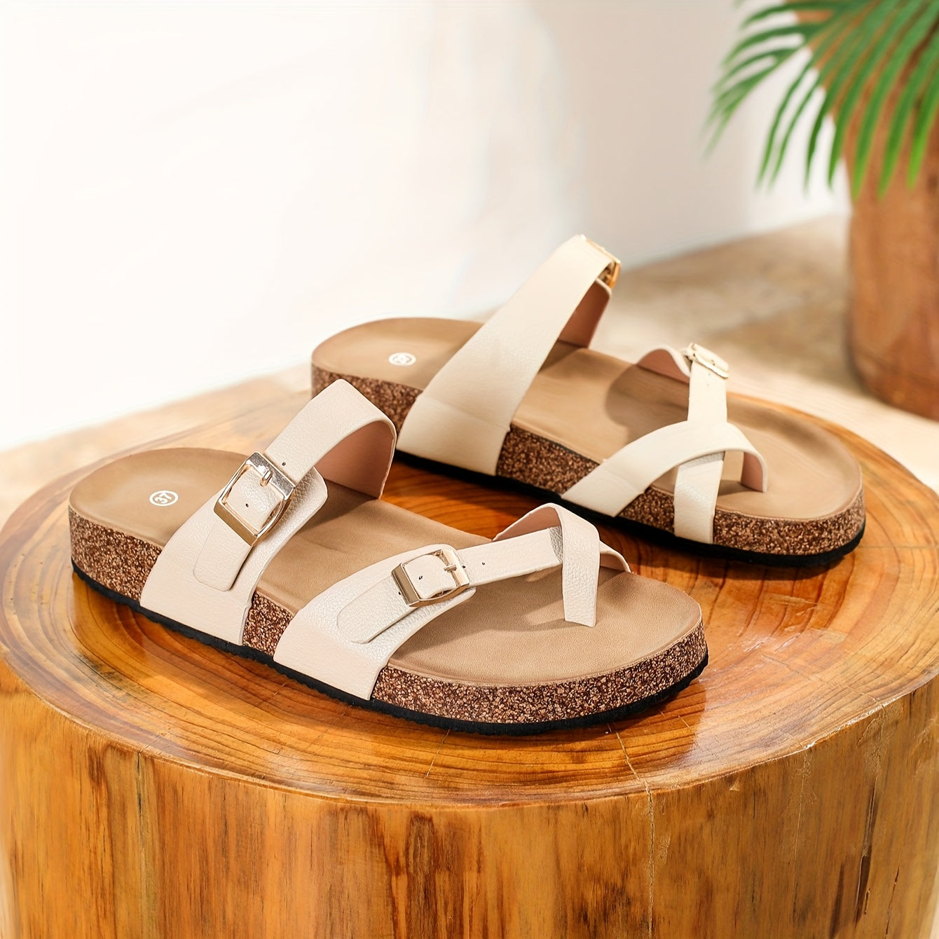 Unisex Summer Cork Slippers Non-Slip Beach Shoes Casual Flat Wear