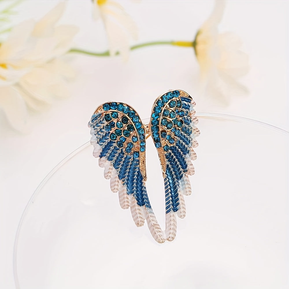3-Piece Rhinestone Wing Brooch Set Enamel Lapel Pins for Gifts and Formal Events