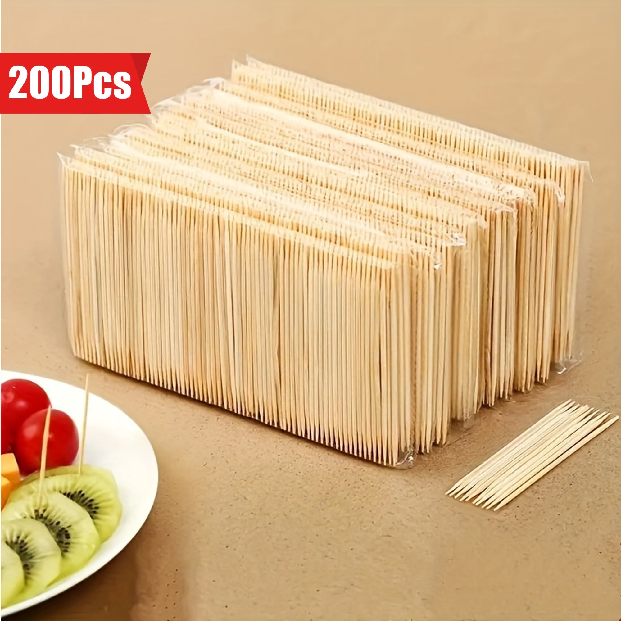Disposable Double-Ended Bamboo Toothpicks 200pcs for Oral Hygiene Camping Use