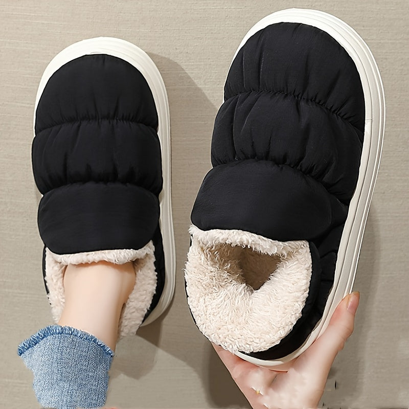 Женские и мужские тапочки-слипоны из плюшевого флиса, нескользящая EVA, для дома и улицы