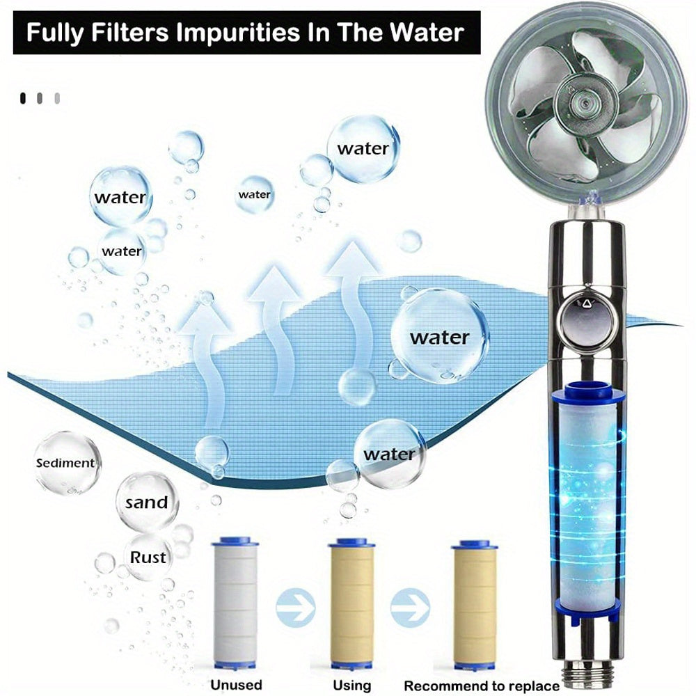 360 Degree Rotating Shower Head with Maple Leaf Fan Design High Pressure Water Saving Adjustable Filter