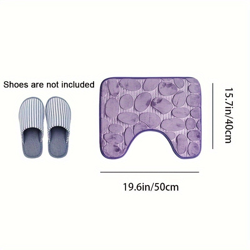Set of 3 Plush Water-Absorbent Bath Mats with Non-Slip Rugs and Floral Design