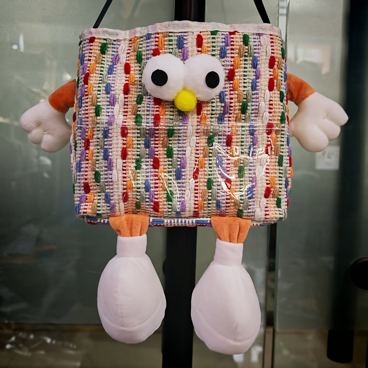 Car Interior Organizer 2-in-1 Trash Can and Tissue Box Polyester Space Saver