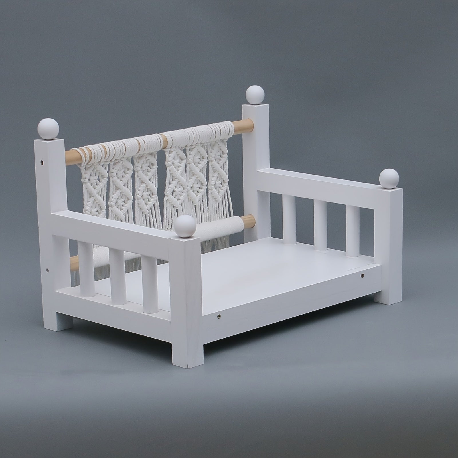 Baby Photography Props White Wooden Crib Bed for Newborn Photos