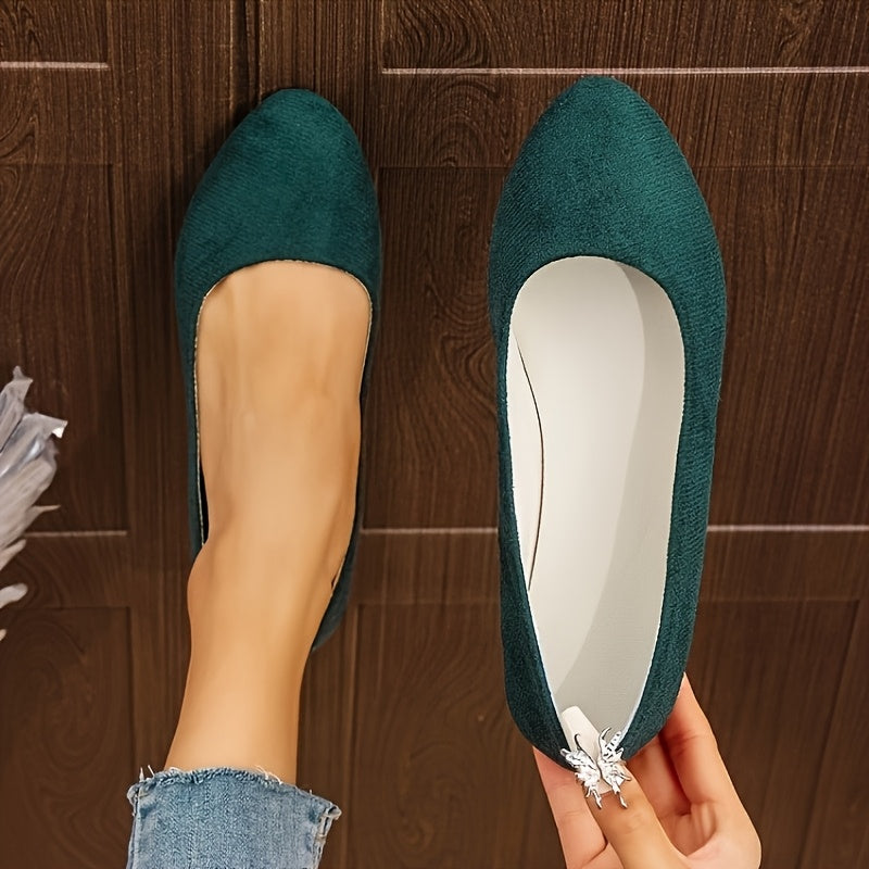 Women's Slip-On Flats Soft Fabric Upper Rubber Sole Comfortable Round Toe Multi-Color