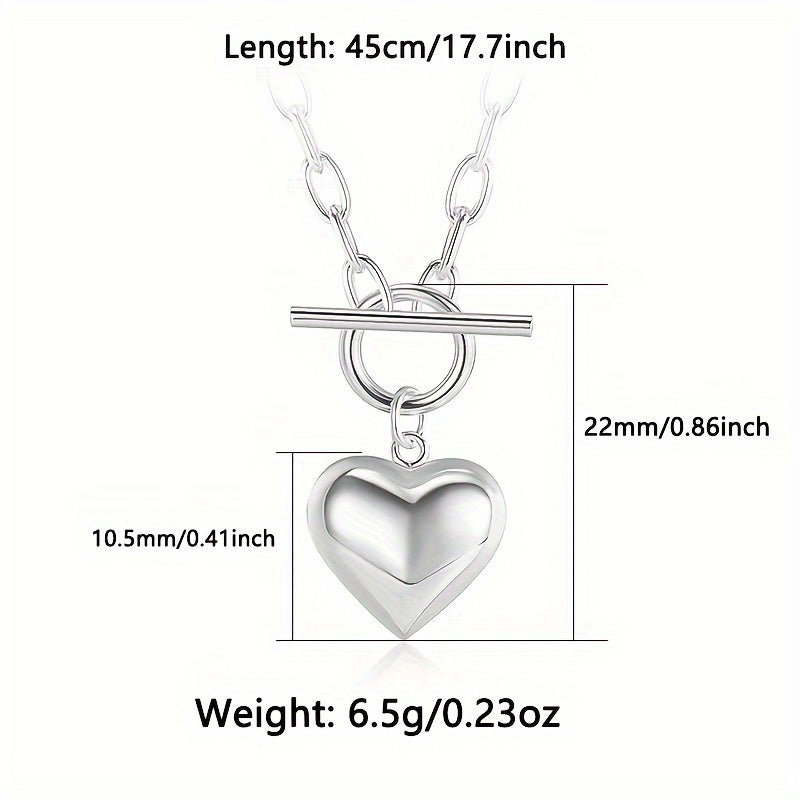 Women's Silver Pendant Necklace Heart OT Buckle Hip-Hop Style Jewelry