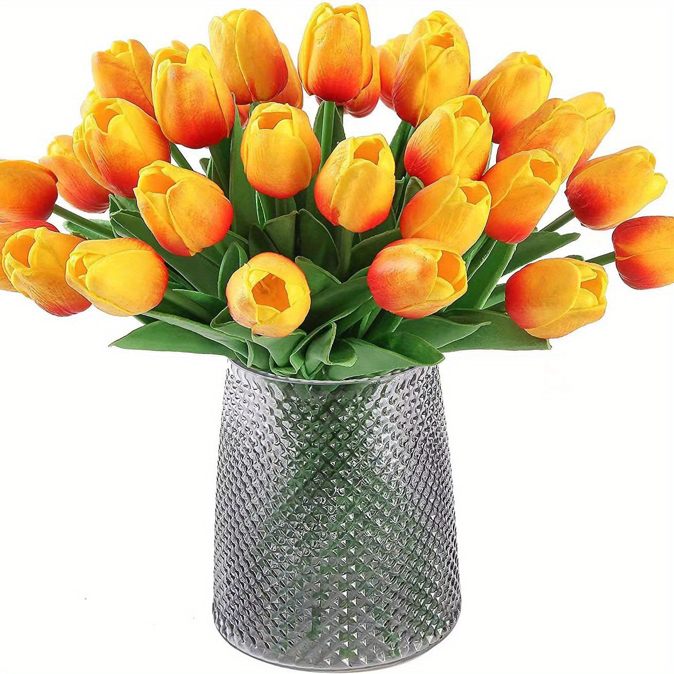 Artificial Tulips Set of 10 Real Touch Faux Flowers for Home Office Decor