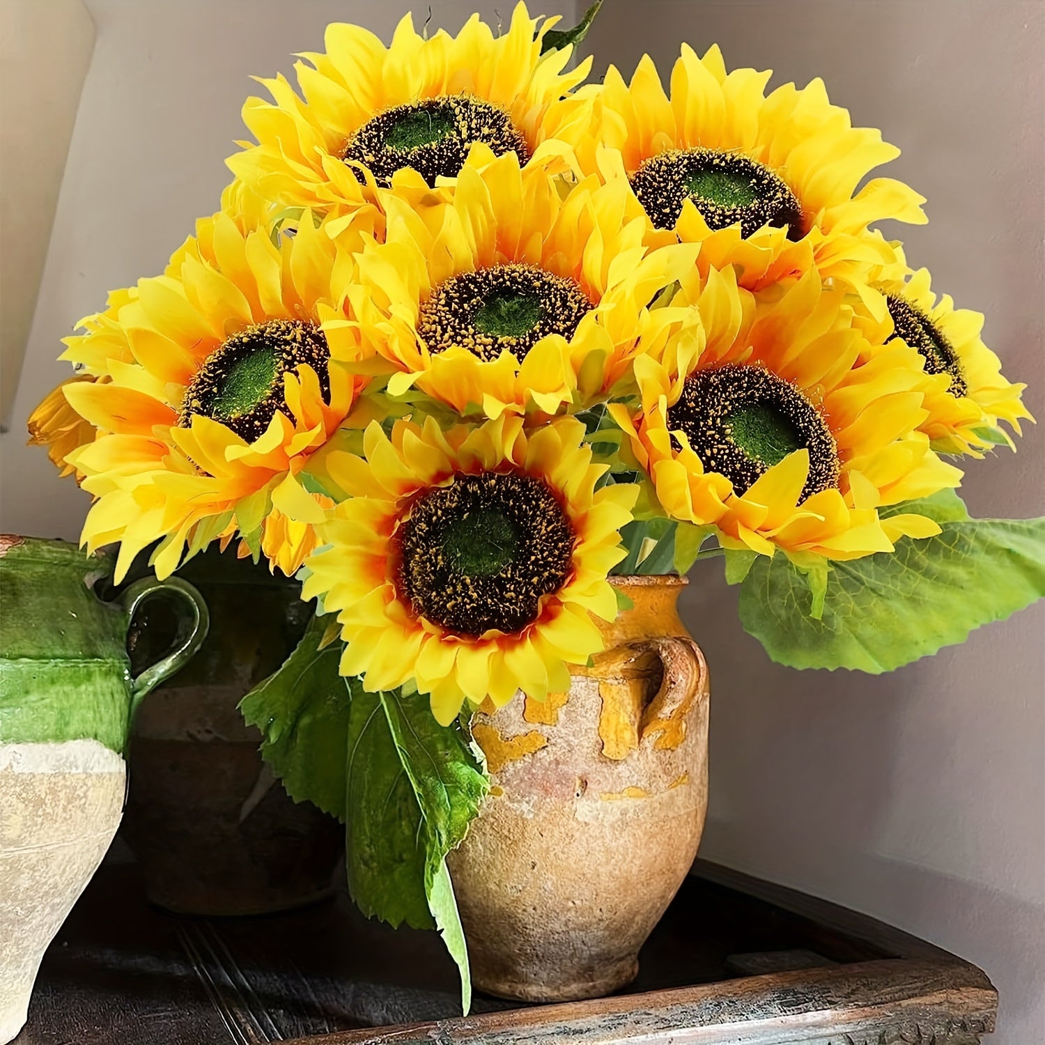 8-Piece Artificial Sunflower Bouquet for Fall Weddings Thanksgiving and Home Decor