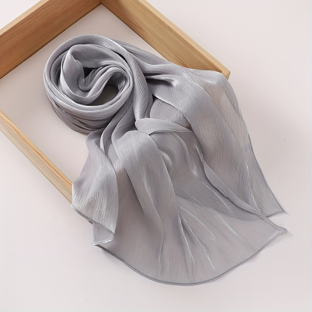 Elegant Organza Scarf with Crinkled Texture Satin Shayla Hijab for Women