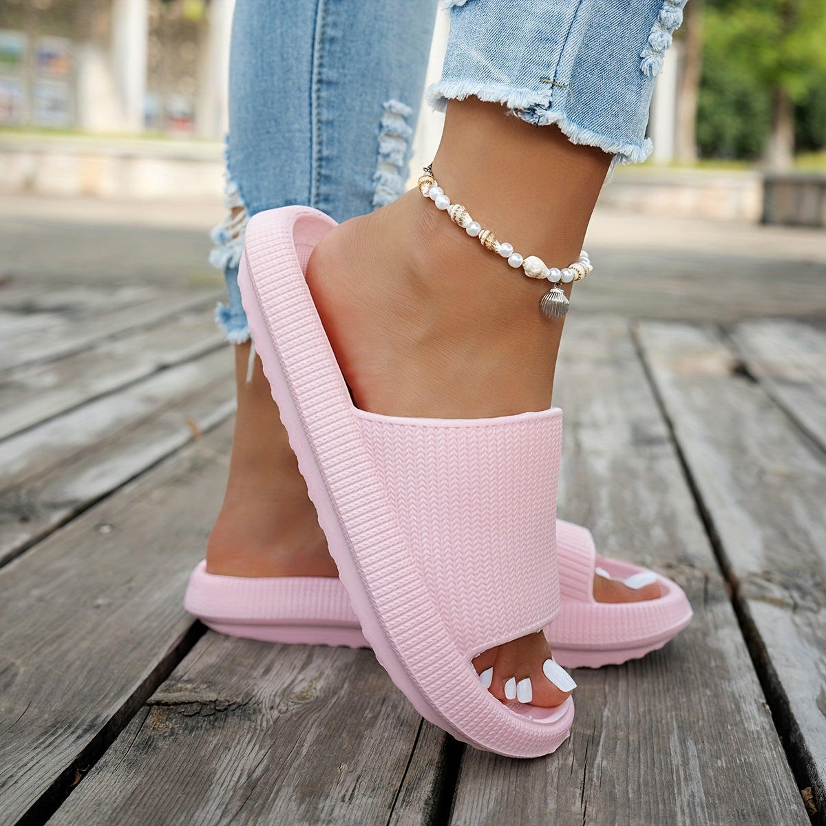 Women's EVA Slide Slippers Non-Slip Indoor Outdoor Beach House Shoes Black