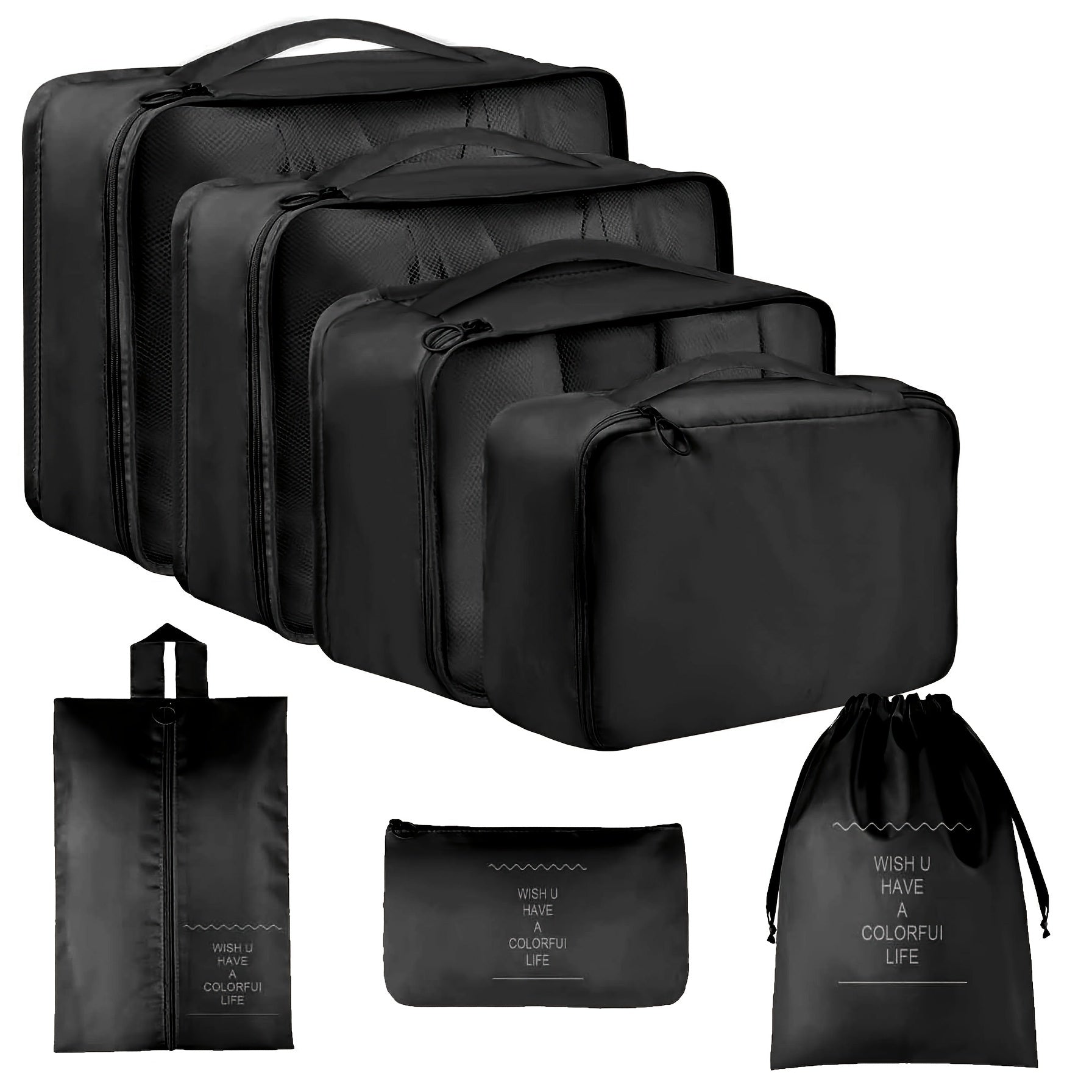 7-Piece Polyester Travel Organizer Bags Set for Luggage Sorting and Clothes Storage