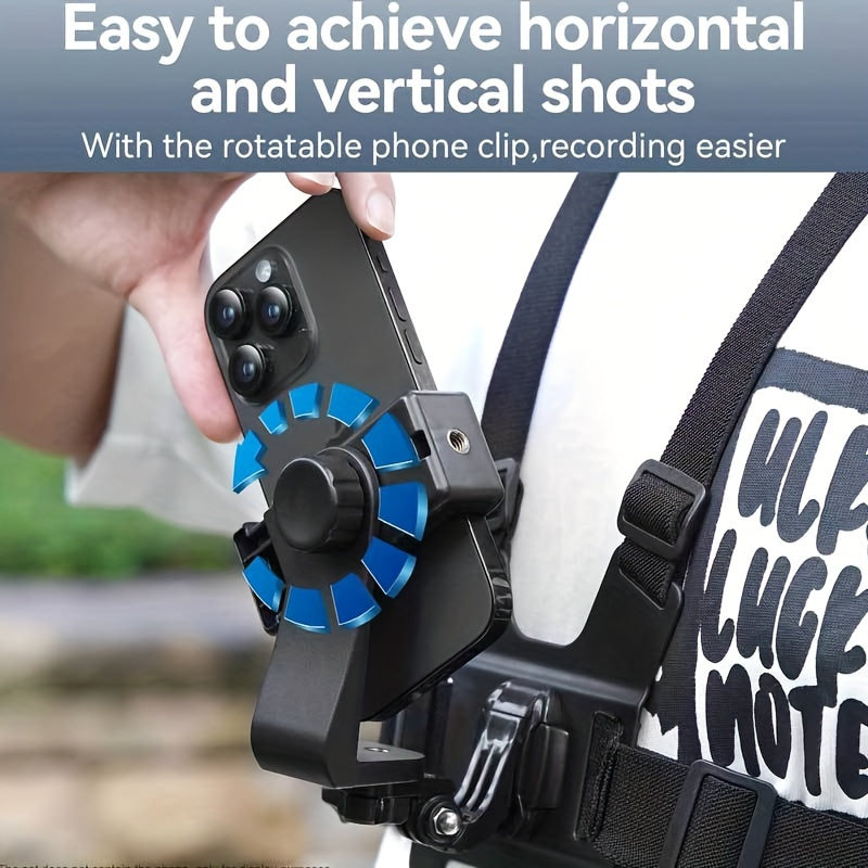Chaleco con soporte para teléfono en el pecho para montar y disparar con dispositivo de perspectiva en primera persona