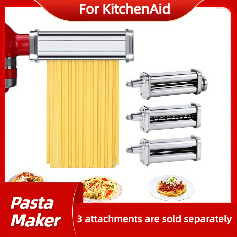 Stainless Steel Pasta Maker Attachments for Stand Mixer Includes Sheet Roller Spaghetti Fettuccine Cutter