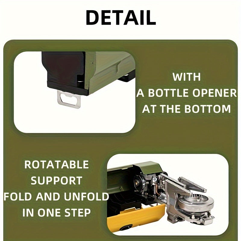 Versatile Camping Stove with Rotatable Support and Bottle Opener for Outdoor Cooking